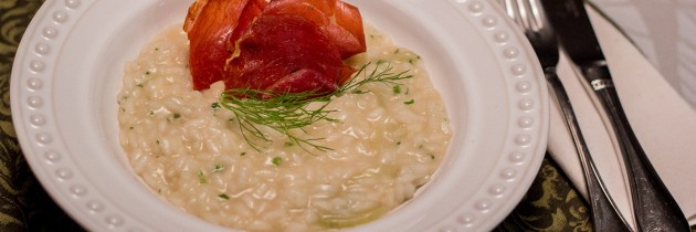 Risoto de erva-doce com chips de Parma